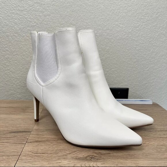 Dream Paris Womens 9.5 Boots White Pointed Toe Heels Stiletto Ankle Booties - Picture 1 of 10